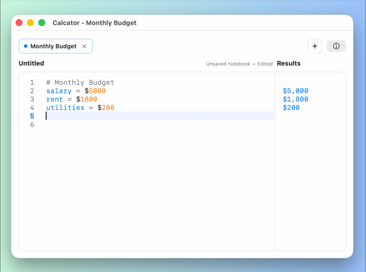 Calcator app interface in light mode